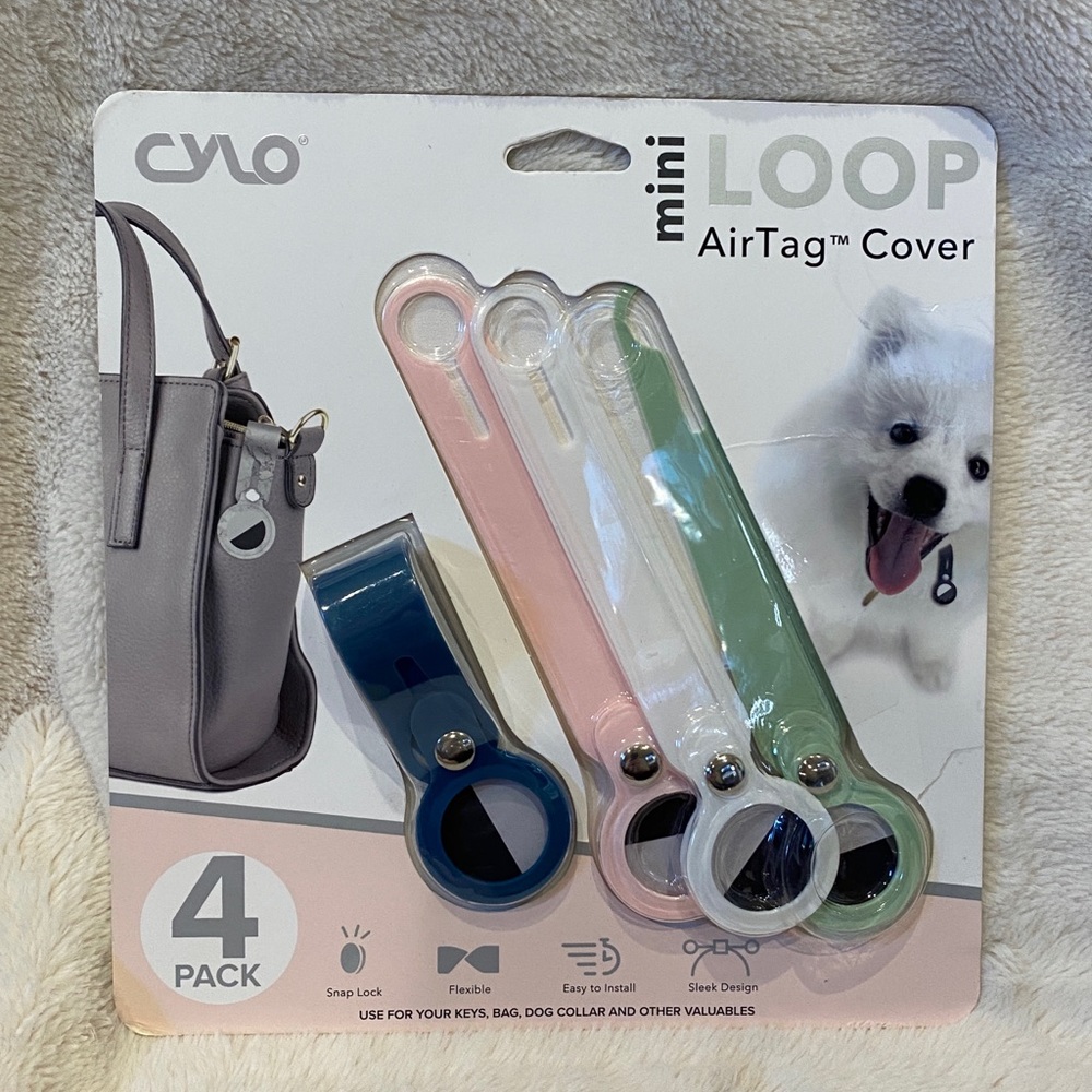 Cylo|MWA 4pk Secure Snap Lock Silicone Mini Loop AirTag™ Covers Multi Colors NWT